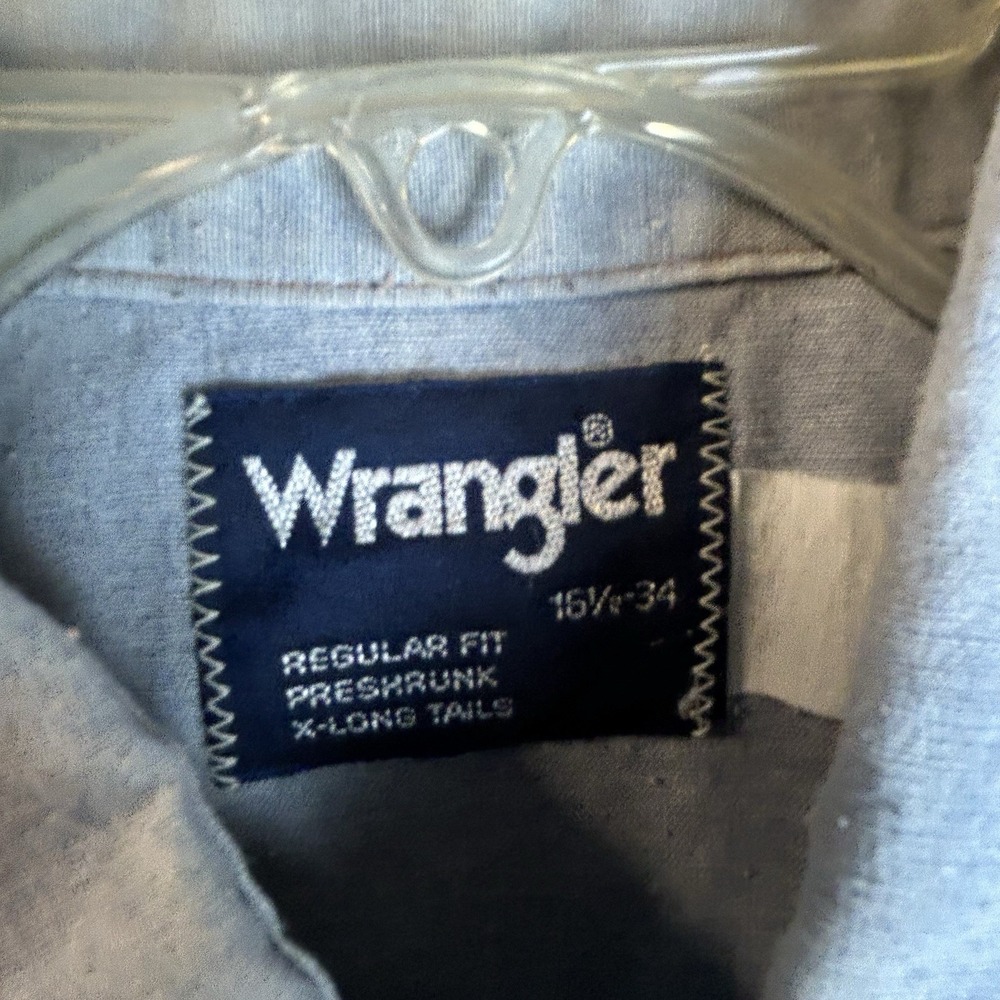 VTG Wrangler Shirt Mens 16.5/34 X-Long Tails Western Rodeo Snaps Rockabilly Farm - Picture 3 of 8